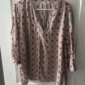Artisan Red and White Floral Blouse